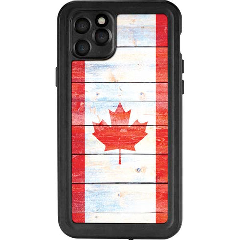 Canada Flag Light Wood iPhone 11 Pro Max Waterproof Case